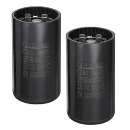 Unique Bargains - 2pcs CD60 Motor Run Capacitor, 233-280uF MFD AC250V, 50-60Hz, for Motor 46x86mm - Black