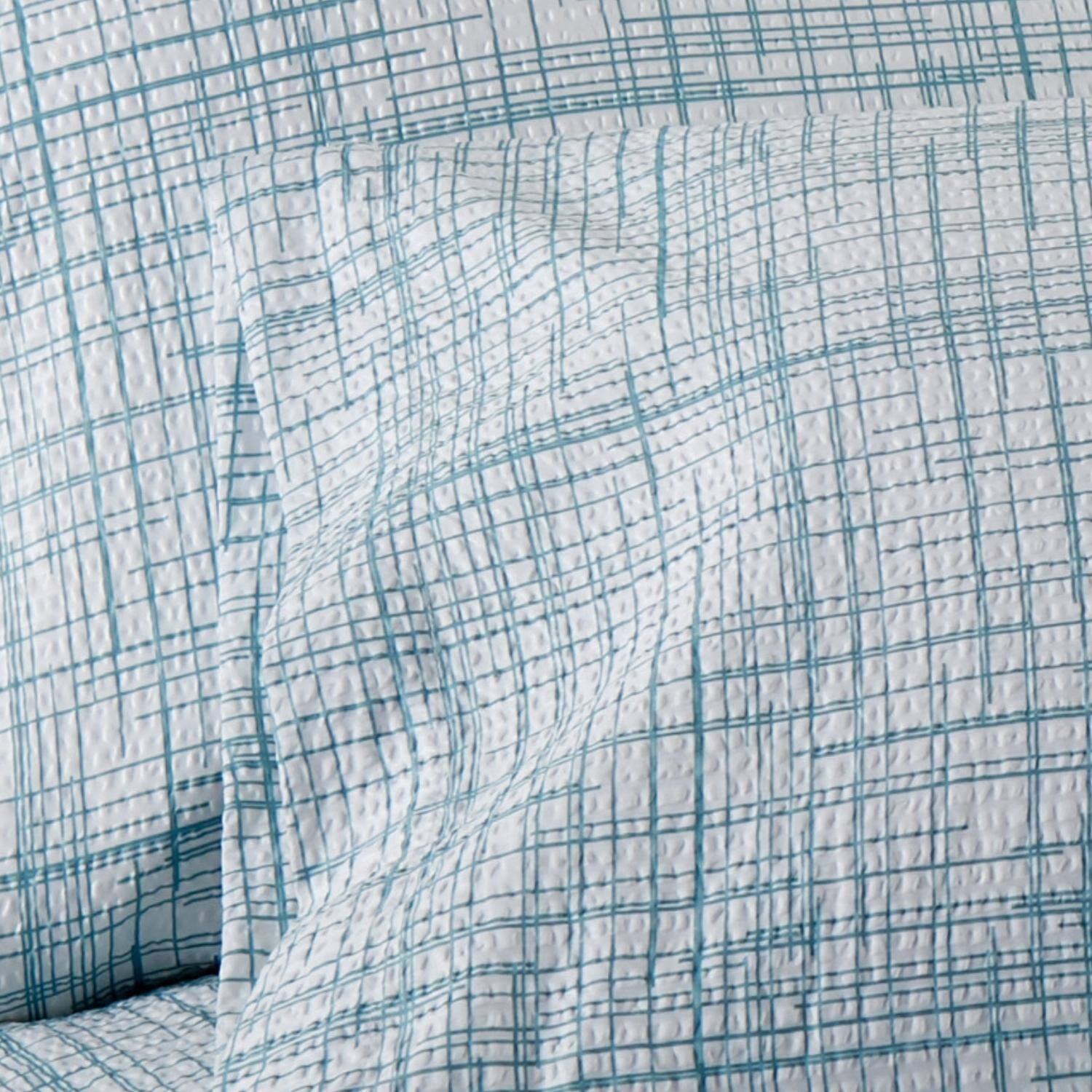 Back. Shavel Home Products - Shavel 100% Polyester Luxury Seersucker Crosshatch Sheet Set Full Teal - Teal.