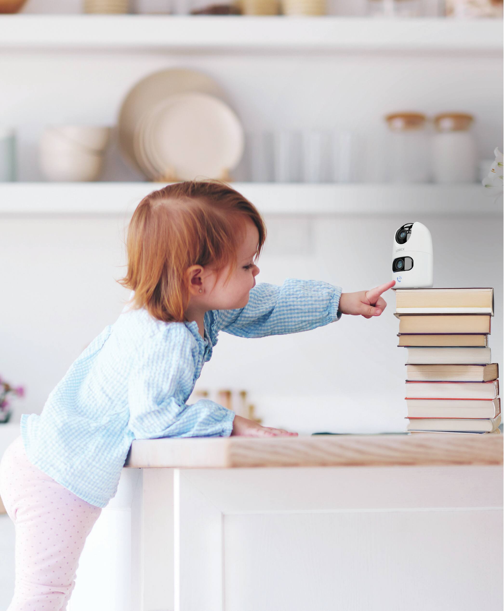 Alt View 1. Lorex - 2K Dual-Lens Indoor Pan-Tilt Wireless Camera - White.