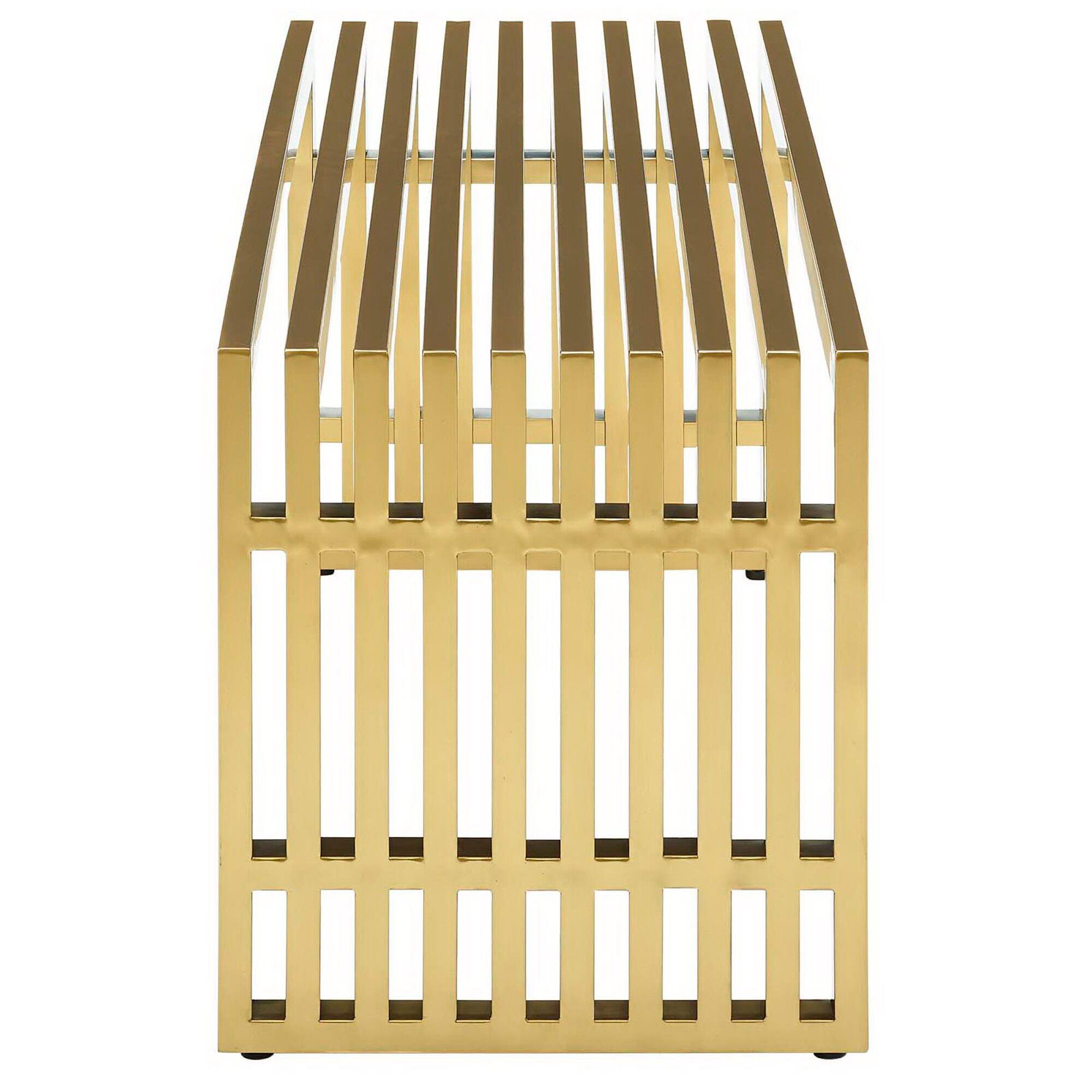 Angle. Modway - Gridiron Medium Stainless Steel Bench by Modway - Yellow.