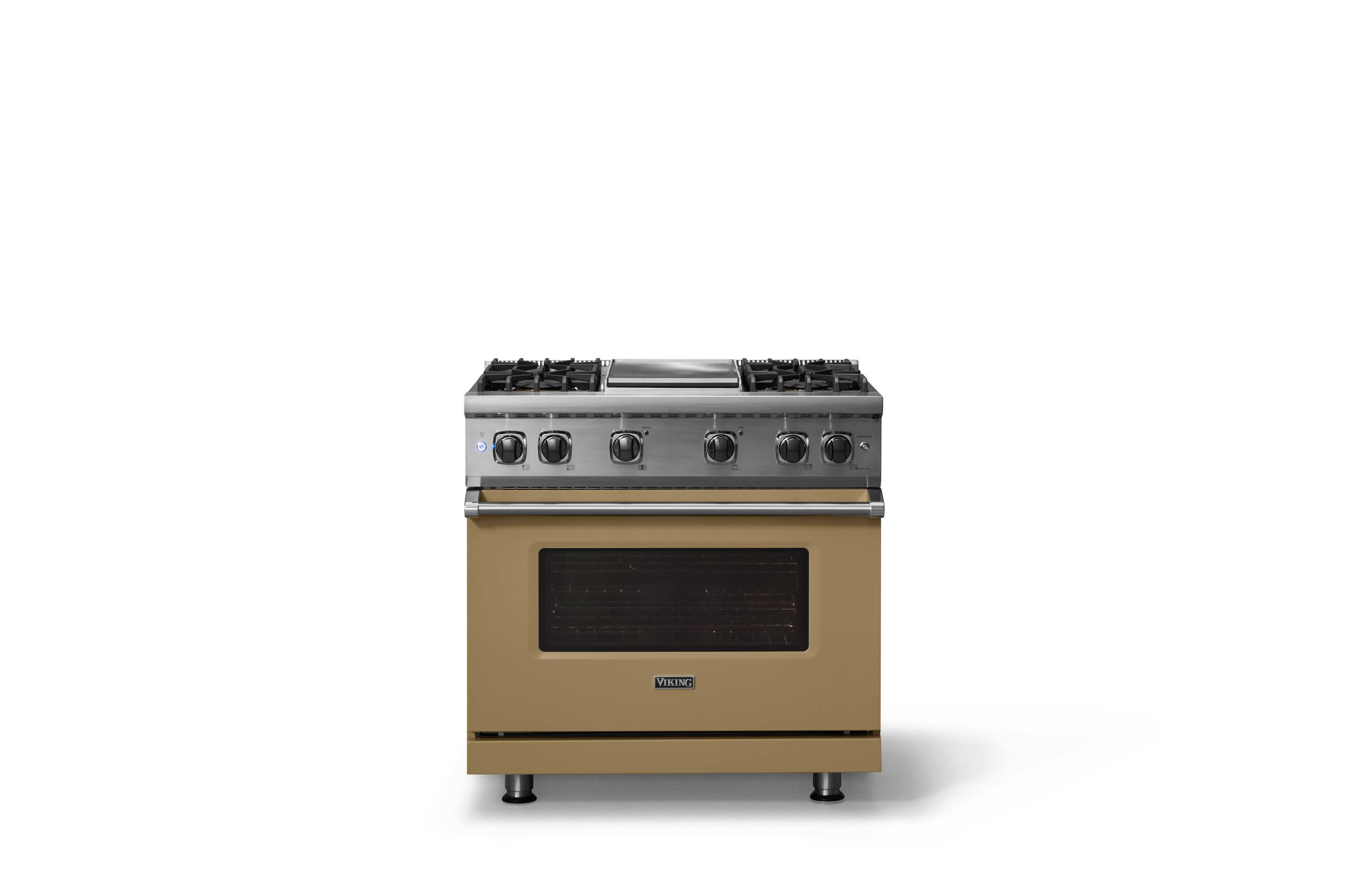 Alt View 1. Viking - 5.1 Cu. Ft. 36"W Freestanding LP Gas Sealed 4 Burner Range with Griddle - Golden Hour.