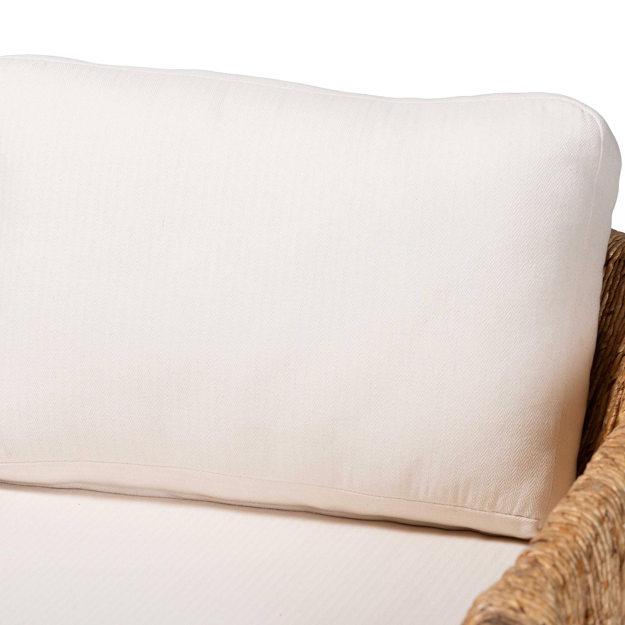 Alt View 1. bali & pari - Roma Rattan and Seagrass Armchair with Cushions - Handwoven Lounge Chair with Wide Armrests and Sculptural Base - Natural Brown/Brown.