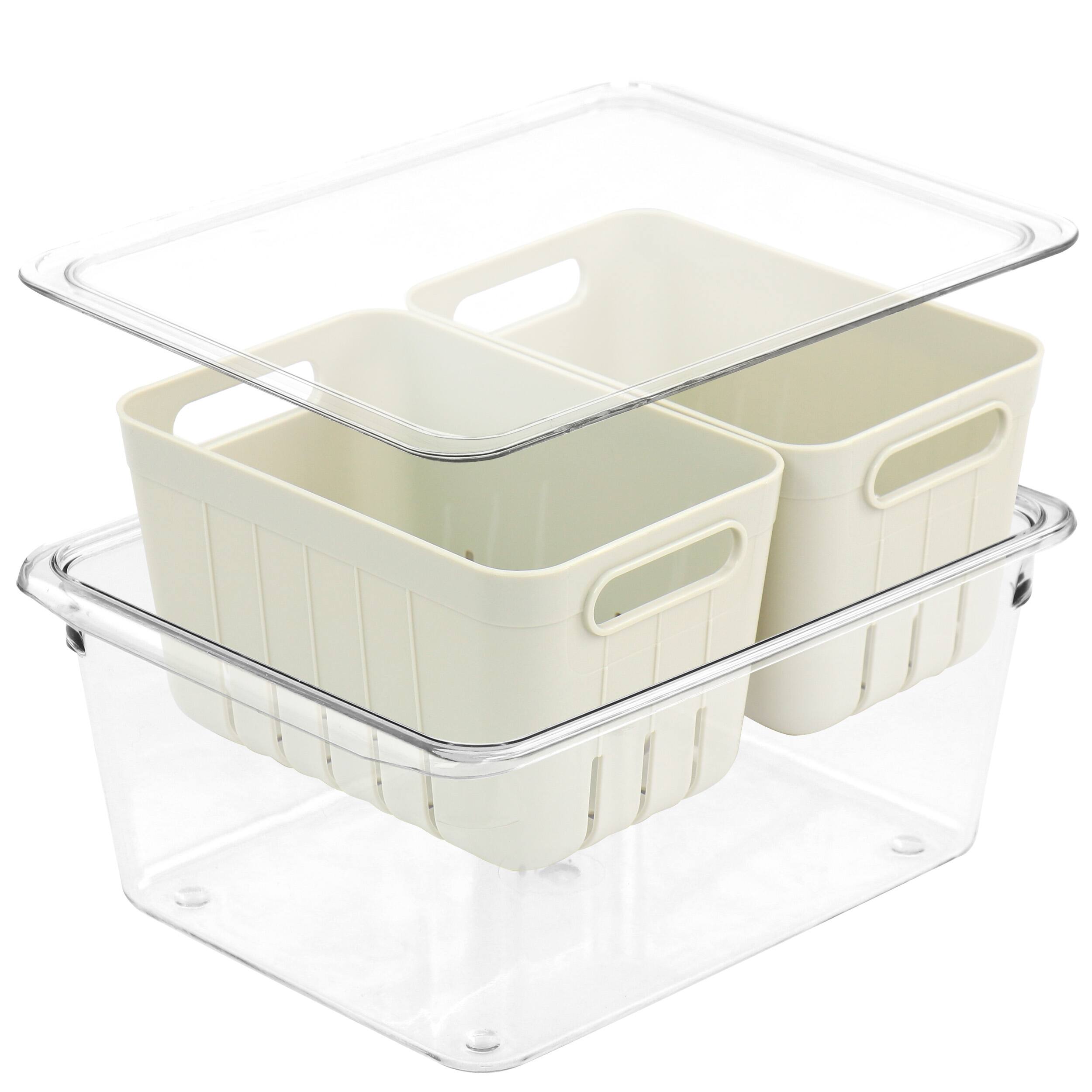 Angle. Martha Stewart - Martha Stewart 4 Piece Mini Basket Fresh Keeper Container Set - Clear.