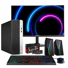 HP - Refurbished Excellent - ProDesk Desktop Computer-Intel i5-AMD Radeon RX 550-16GB DDR4 RAM- 1TB SSD-24" LCD-Kybd & Mouse-Spkr-Win 11 Pro - Black