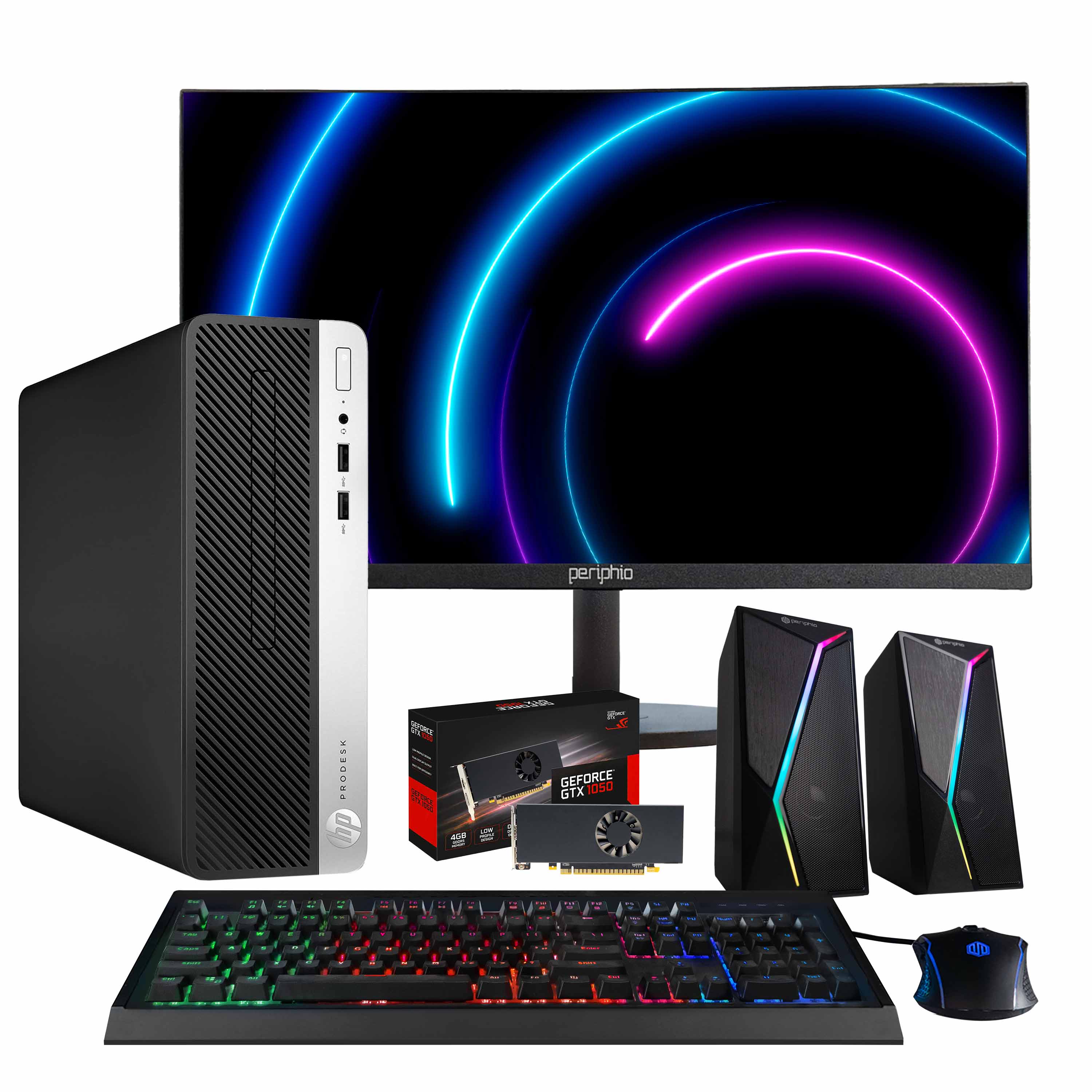 HP - Refurbished Excellent - ProDesk Desktop Computer-Intel i5-AMD Radeon RX 550-16GB DDR4 RAM- 1TB SSD-24" LCD-Kybd & Mouse-Spkr-Win 11 Pro - Black