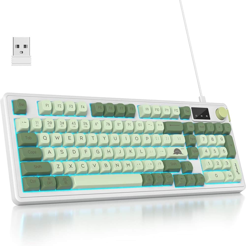 MOSZAR LLC Wireless Matcha Green Keyboard with Number Pad