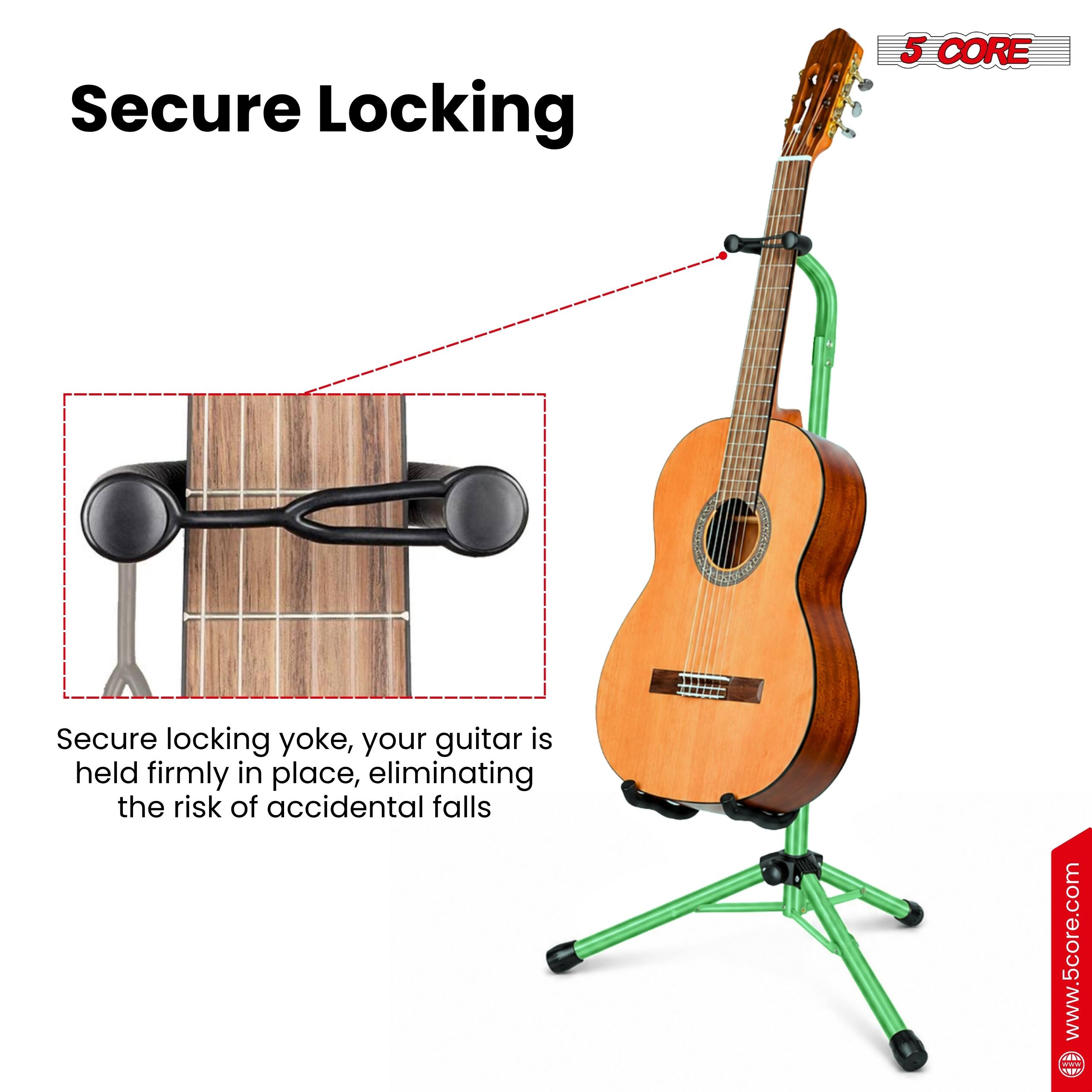 Secure Locking

5 CORE

Secure locking yoke, your guitar is held firmly in place, eliminating the risk of accidental falls

www.5core.com