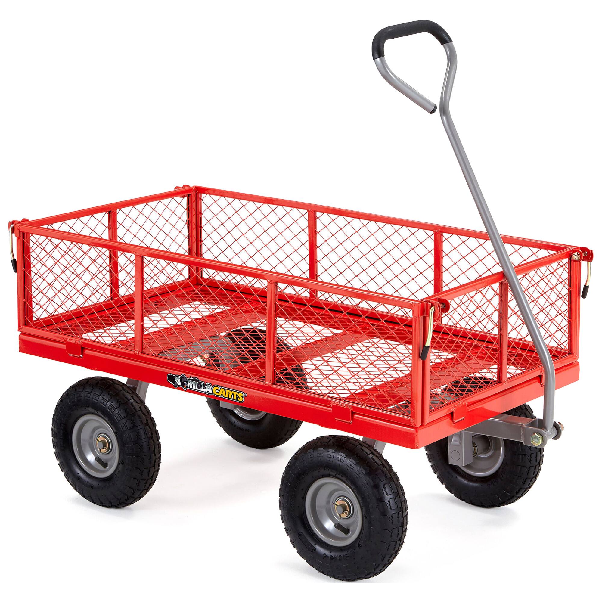 Gorilla Carts - Gorilla Cart 800 Pound Capacity Heavy Duty Steel Mesh Utility Wagon Cart - Red