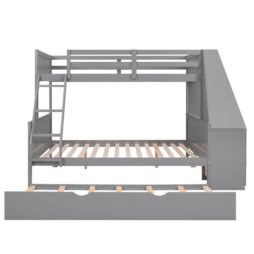 Alt View 10. Loheer - Loheer Twin over Full Bunk Bed with Trundle Desk Storage Drawers Gray - Gray.