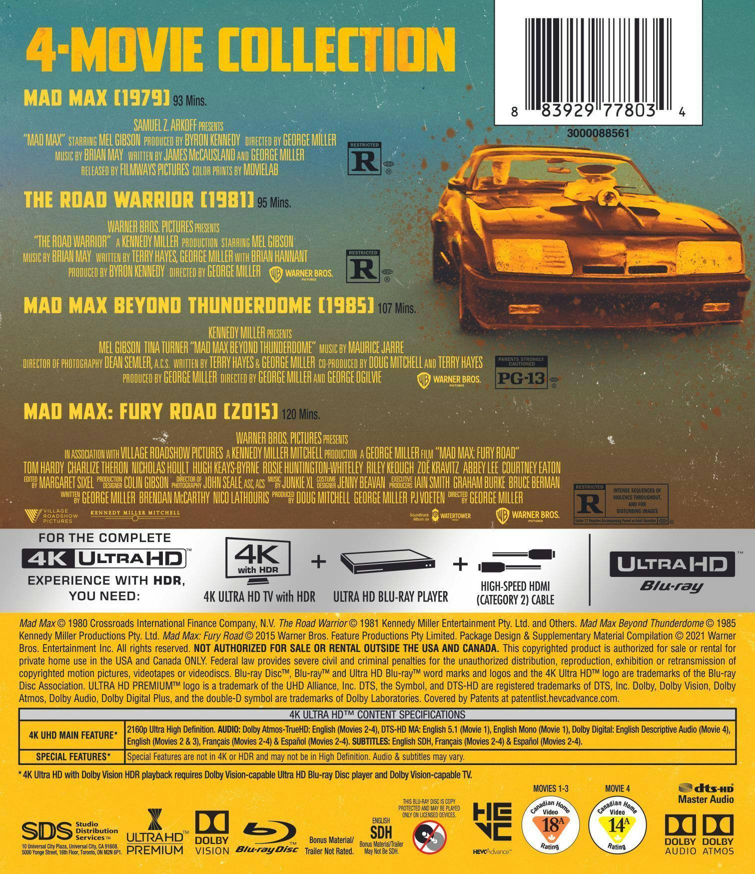 Back. Mad Max Anthology   - 4K Blu-Ray.