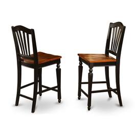 East West Furniture - Chelsea Stools with wood seat, 24" seat height - Black Finish - Black & Cherry