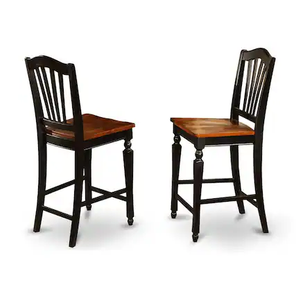 Front. East West Furniture - Chelsea Stools with wood seat, 24" seat height - Black Finish - Black & Cherry.