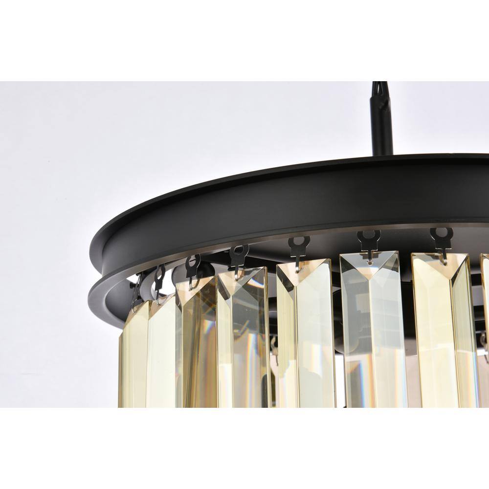 Alt View 4. Urban Classic - Sydney 3 light Matte Black Flush Mount Golden Teak (Smoky) Royal Cut Crystal - Matte Black.