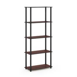 Furinno - Turn-N-Tube 5-Tier Multipurpose Shelf Display Rack, Dark Cherry/Black - Dark Cherry/Black