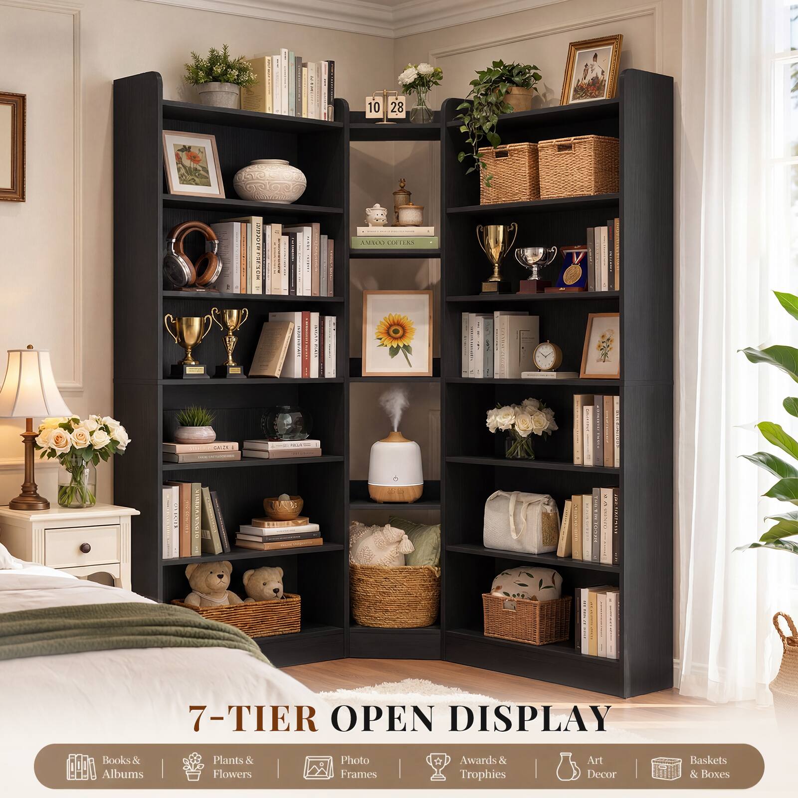 7-TIER OPEN DISPLAY  
Books & Albums | Plants & Flowers | Photo Frames | Awards & Trophies | Art Decor | Baskets & Boxes