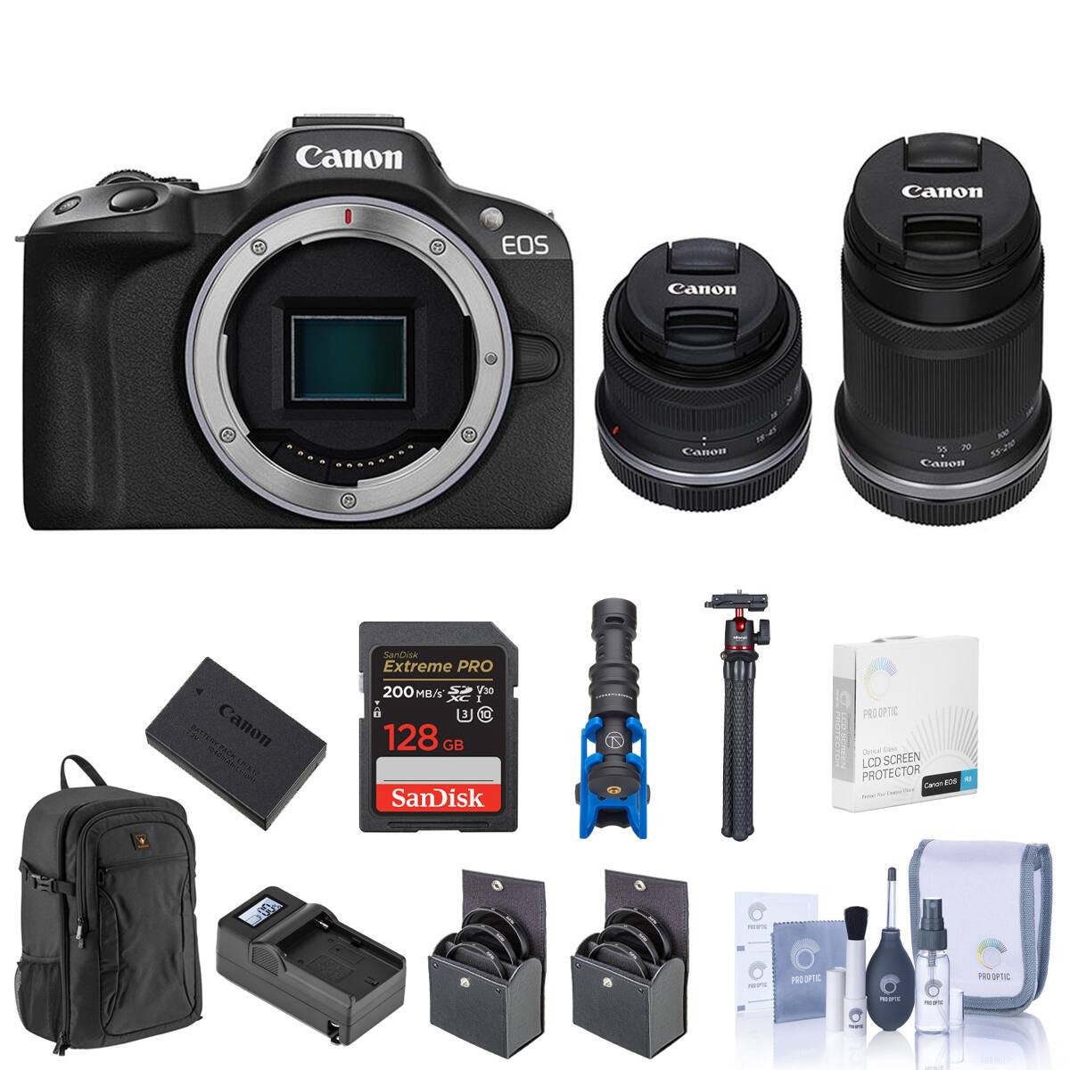 Canon EOS  
Canon  
Canon  
Canon  
55-70-55-200 Canon  
BATTERYPACK LP-617 FIOM Canon  
SanDisk Extreme PRO 200 MB/s* SD V30 XC I 3 10 128 GB SanDisk  
PRO OPTIC Carcical Cash LCD SCREEN PROTECTOR Carcon COS  
H  
160 oric  
PRO OFTC  
20g OPTC  
MUNIPIC  
MODIC  
Stpce