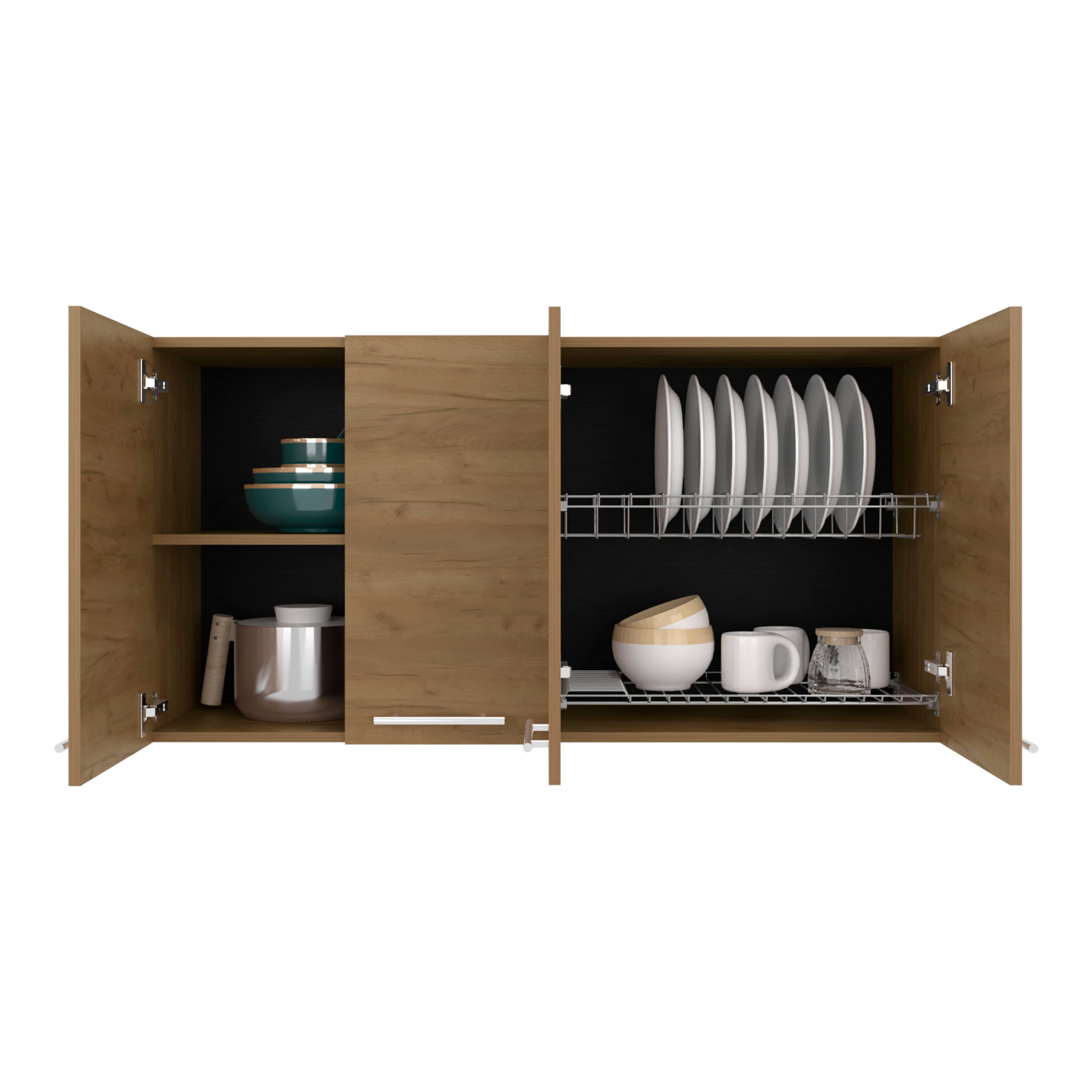 Alt View 1. TuHome - Tuhome 120 Wall Cabinet, Four Doors, Two Cabinets, Two Shelves, Natural Oak - Beige.