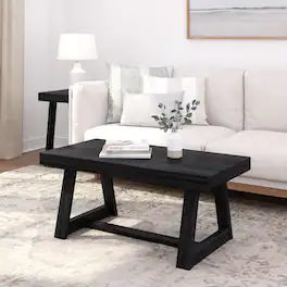 Plank+Beam - Classic Rectangular Coffee Table (40in x 20in / 1020mm x 510mm) - Black Wirebrush