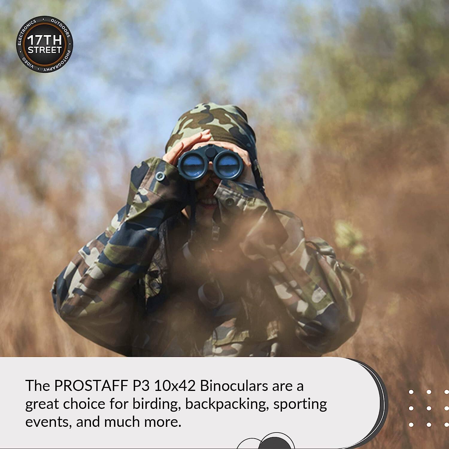 ELECTRONICS OUTDOORS 17TH STREET OR0h ANAYEOGLOHA

The PROSTAFF P3 10x42 Binoculars are a great choice for birding, backpacking, sporting events, and much more.