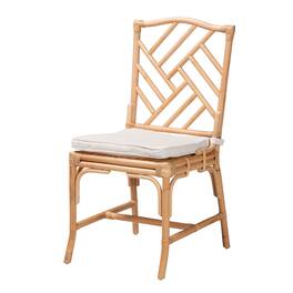bali & pari - Rio Modern Bohemian Rattan Dining Chair - White/Natural Brown