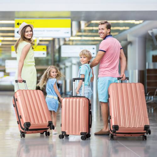 Alt View 10. Winado - 3-Piece 20in 24in 28in Lightweight ABS Hardside Hardshell Carry-On Luggage Set with Spinner Wheels and Combination Lock - Rose Gold.