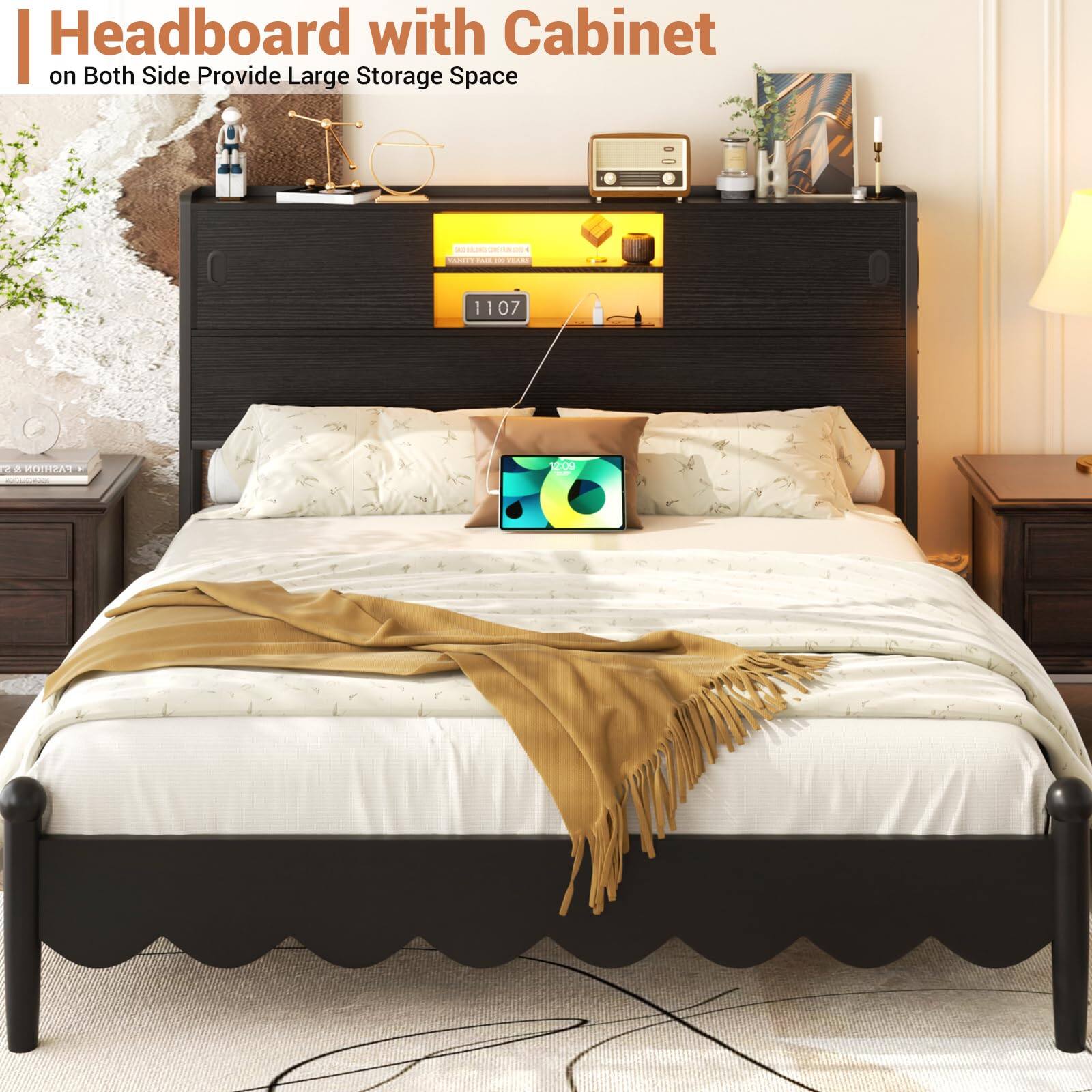 Headboard with Cabinet on Both Side Provide Large Storage Space

V F : 1107 : A . EPASHION - - UR9