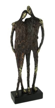 Front. Zeckos - Textured Brown and Metallic Gold Friends Abstract Statue - Brown.