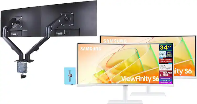 SAMSUNG 34" ANTI GLARE SCREEN
VESA MOUNT 100 x 100mm
DOCK KEET ORM AMD2
FreeSync
FLICKER FREE
ViewFinity S6
-2 to +20 Adjustable Tilt