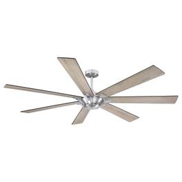 Parrot Uncle - 72" Farmhouse Oak Wooden 7-Blade Reversible Windmill Ceiling Fan without Light - Brushed Nickel