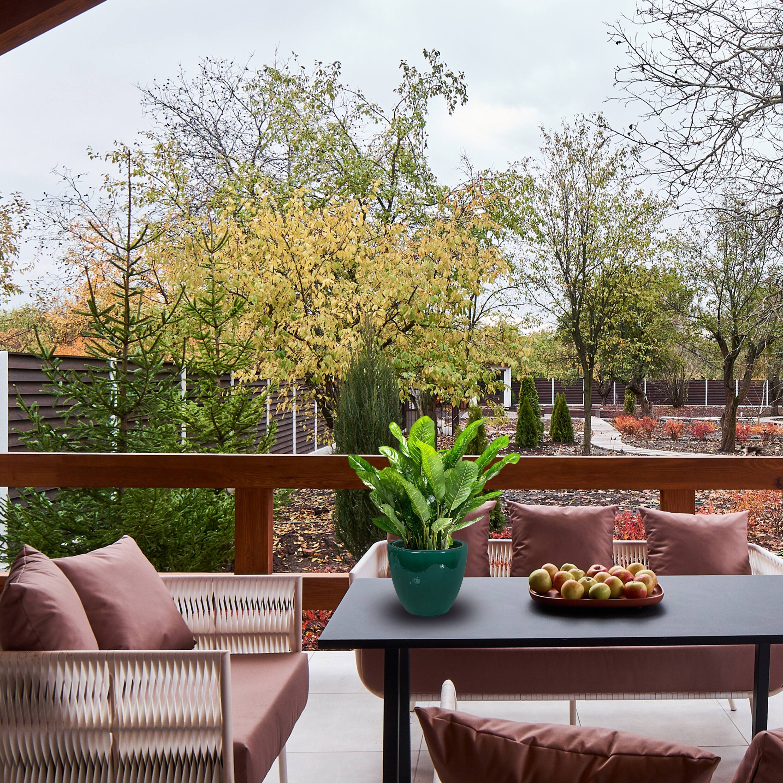 Alt View 10. Sunnydaze - 14.5 in Resort High-Fired Glazed Ceramic Planter - Dark Green.