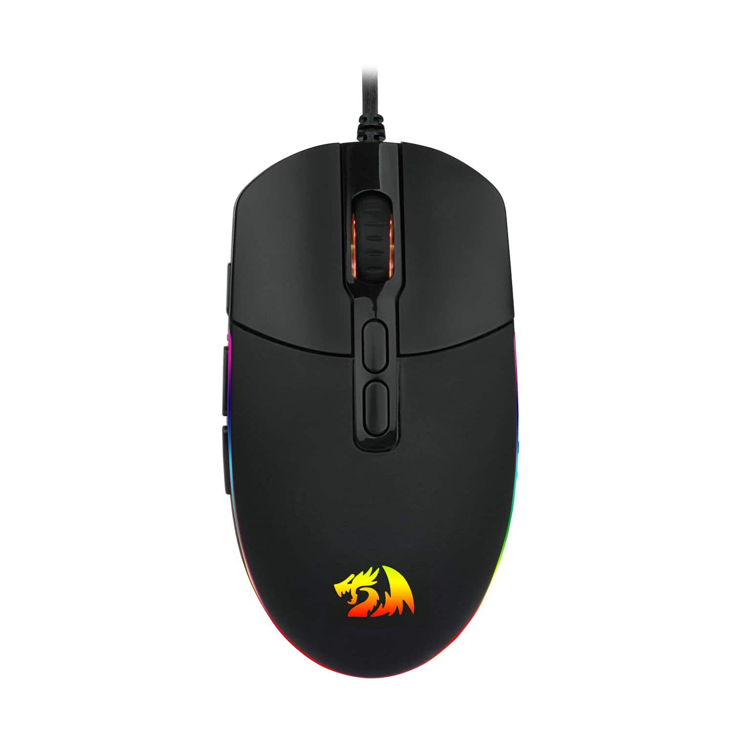 REDRAGON - M719 RGB INVADER Wired Optical Gaming Mouse, 7 Programmable Buttons, RGB Backlit, 10,000 DPI with Fire Button - Wired - Black