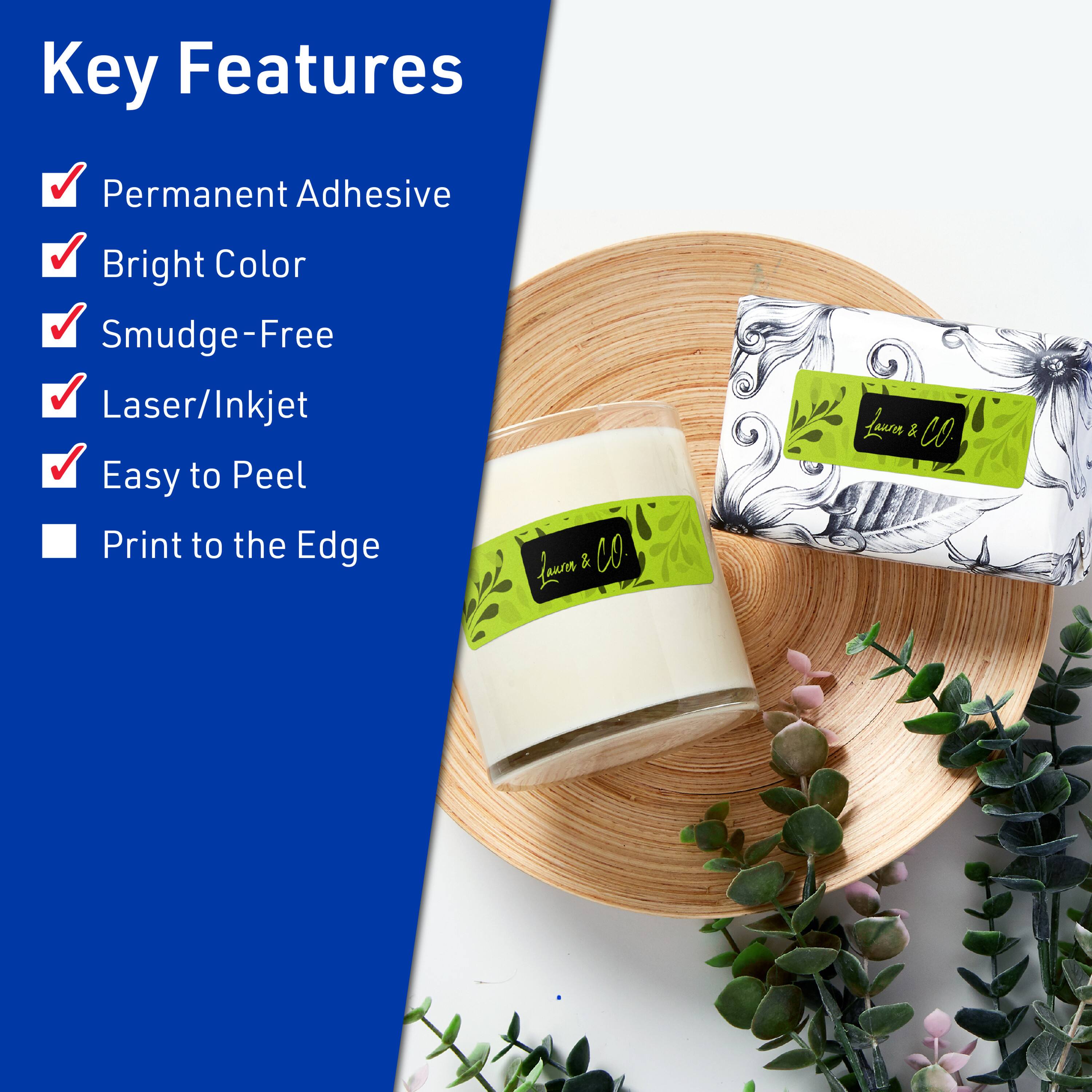 Key Features

- Permanent Adhesive
- Bright Color
- Smudge-Free
- Laser/Inkjet
- Easy to Peel
- Print to the Edge

Luau & Co  
Luau & Co