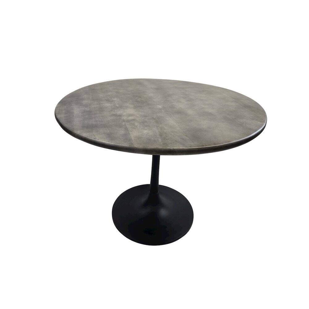 Alt View 2. Carolina Chair & Table - Alden Wood Top 36" Round Dining Table - Fog Gray Top - Black Base - Grey.