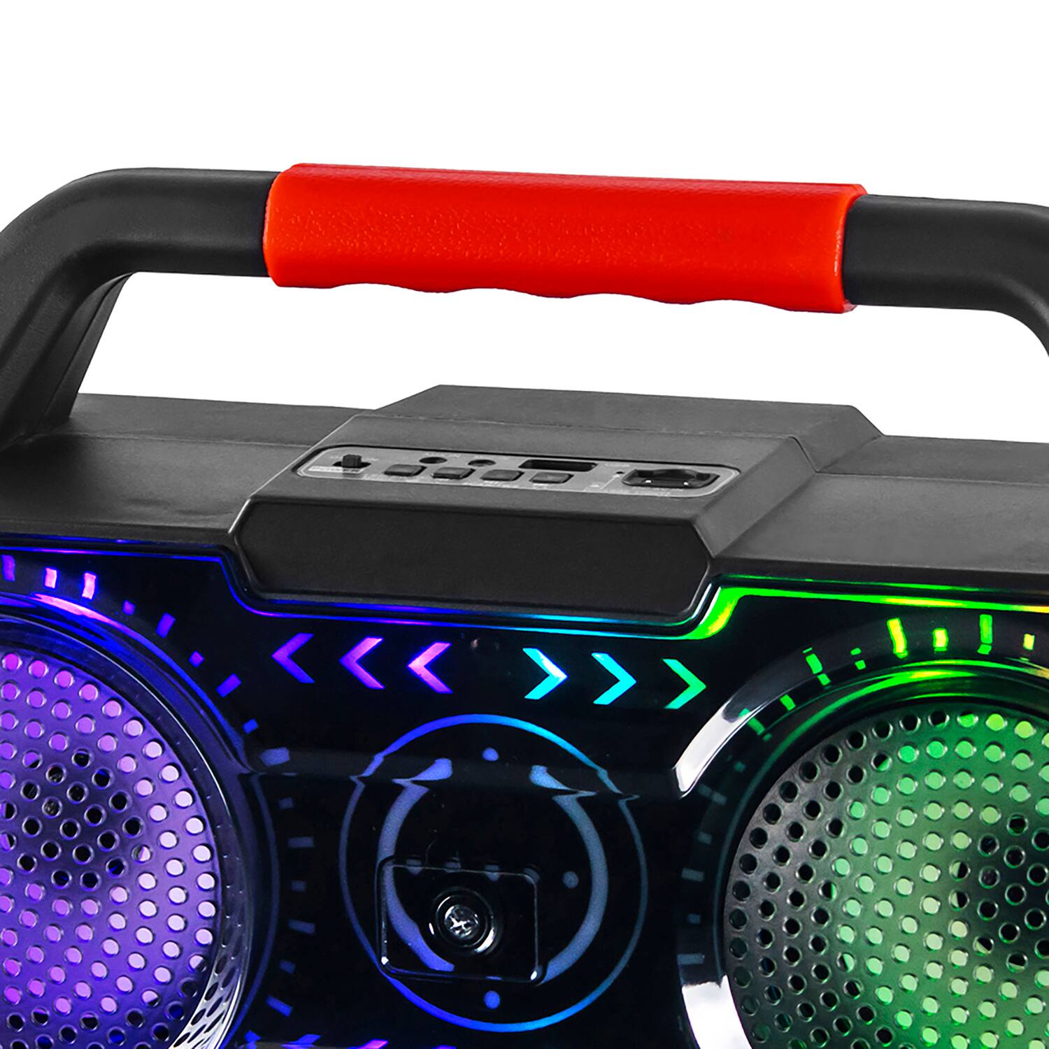 Left. RCA - 6W Bluetooth Speaker, TWS, Dual Drivers, RGB Lights, USB/microSD, FM Radio, 6 Hr Play Time - Black.