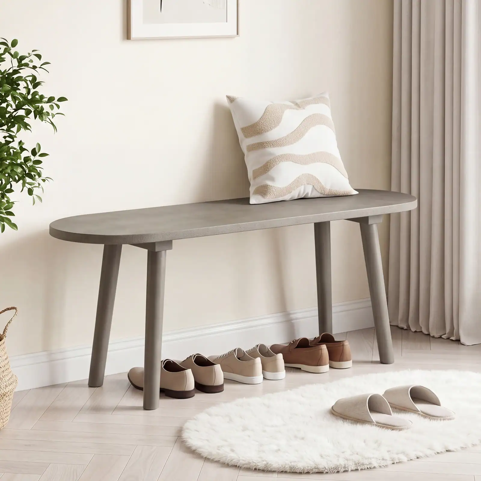Alt View 3. Costway - Costway 2 PCS 43" Solid Wood Farmhouse Dining Bench Set of 2 with Rubber Wood Legs for Kitchen - Gray.