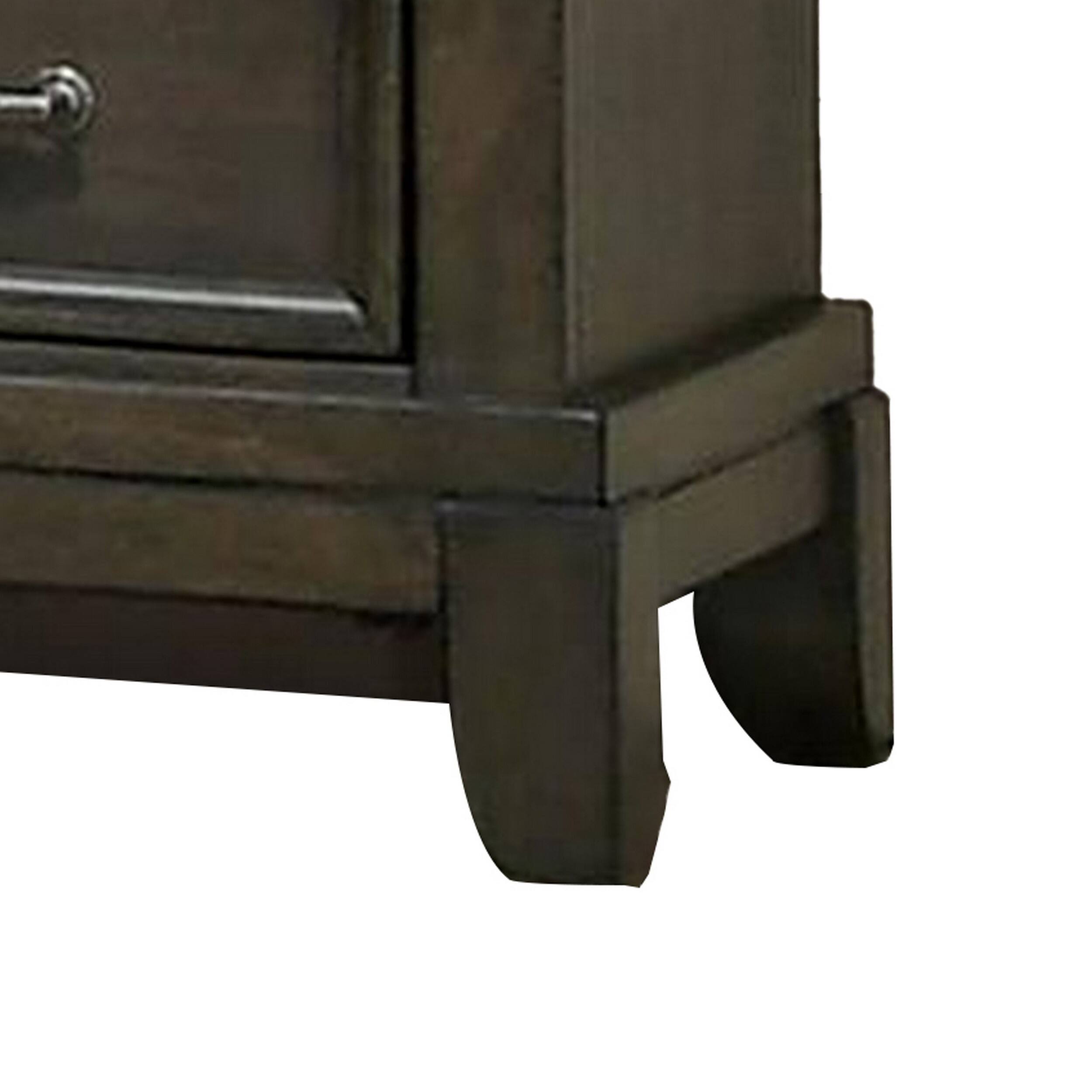 Alt View 3. Manhattan Lane - Ston 26 Inch Nightstand, 2 Drawers, Pewter Handles - Gray, Pewter.