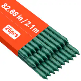 VEVOR - Garden Stakes, 25 Pack, 82.68 inch, Plastic Coated Metal Tomato Stakes, Garden Sticks for Plants Support - Green