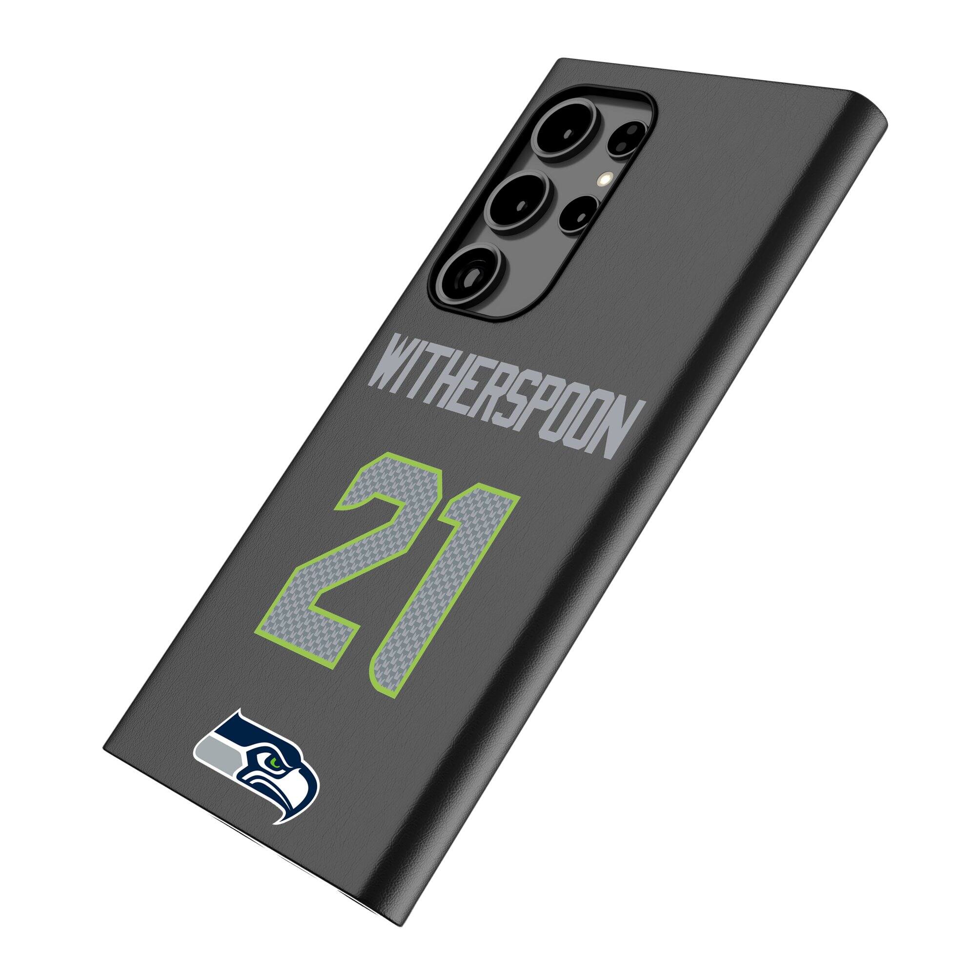 Alt View 1. Keyscaper - Devon Witherspoon Black Seattle Seahawks Galaxy Magnetic Bump Case - S24 Ultra - Black.