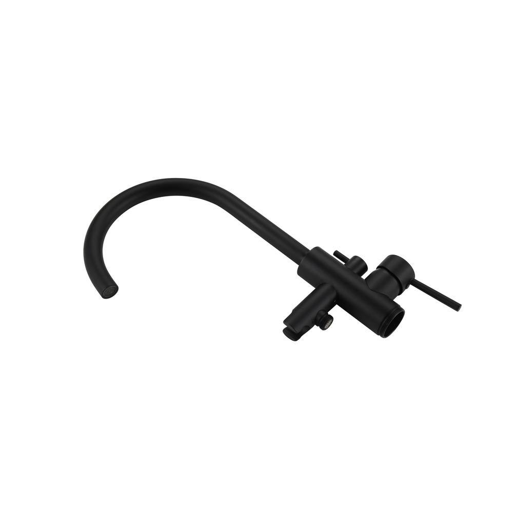 Back. Elegant Kitchen and Bath - Steven Floor Mounted Roman Tub Faucet with Handshower in Matte Black - Matte Black.
