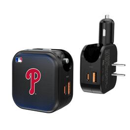 Keyscaper - Philadelphia Phillies 2-in-1 USB A/C Charger - Black