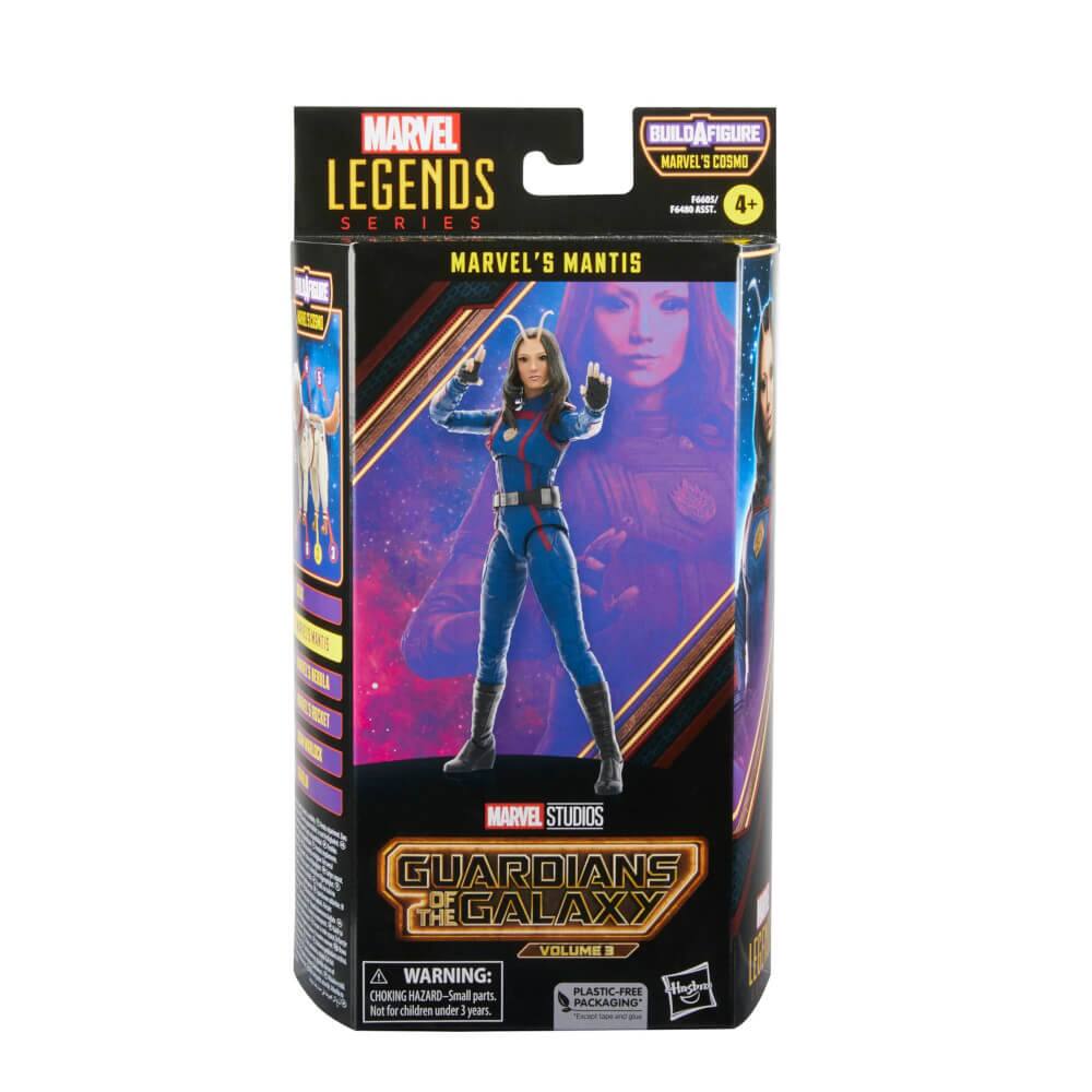 MARVEL LEGENDS SERIES  
BUILD A FIGURE  
MARVEL'S COSMO  
4+  

MARVEL'S MANTIS  

MARVEL STUDIOS  
GUARDIANS OF THE GALAXY  
VOLUME 3  

WARNING: CHOKING HAZARD - Small parts. Not for children under 3 years.  

PLASTIC-FREE PACKAGING  
Tactile touch and grip