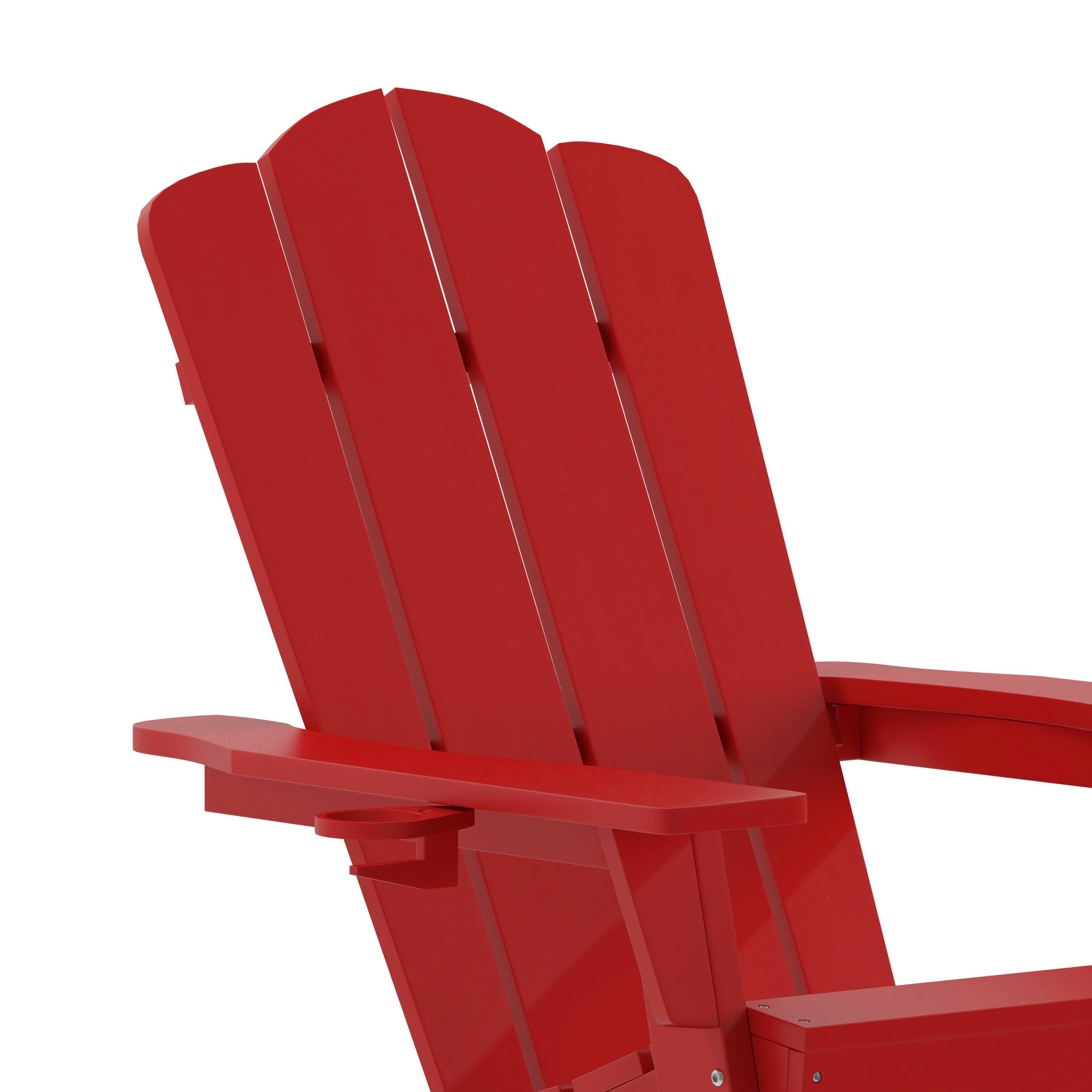 Alt View 10. Emma + Oliver - Tiverton Adirondack Chair with Cup Holder, Weather Resistant HDPE Adirondack Chair - Red.