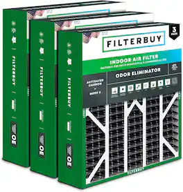 Filterbuy - 20x25x6 MERV 10 Odor & Allergy Defense, Pleated HVAC AC Furnace Air Filters Replacement for AprilAire (3-Pack) - Black