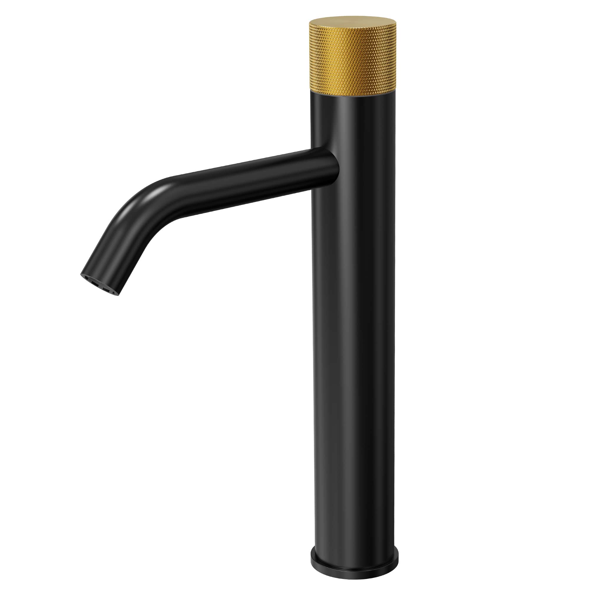 Front. GRANDJOY - 12 in Single Handle Vessel Bathroom Faucet with Pop-Up Drain, 1.0 GPM Mid-Arc Spout - Matte Black&Brushed Gold.