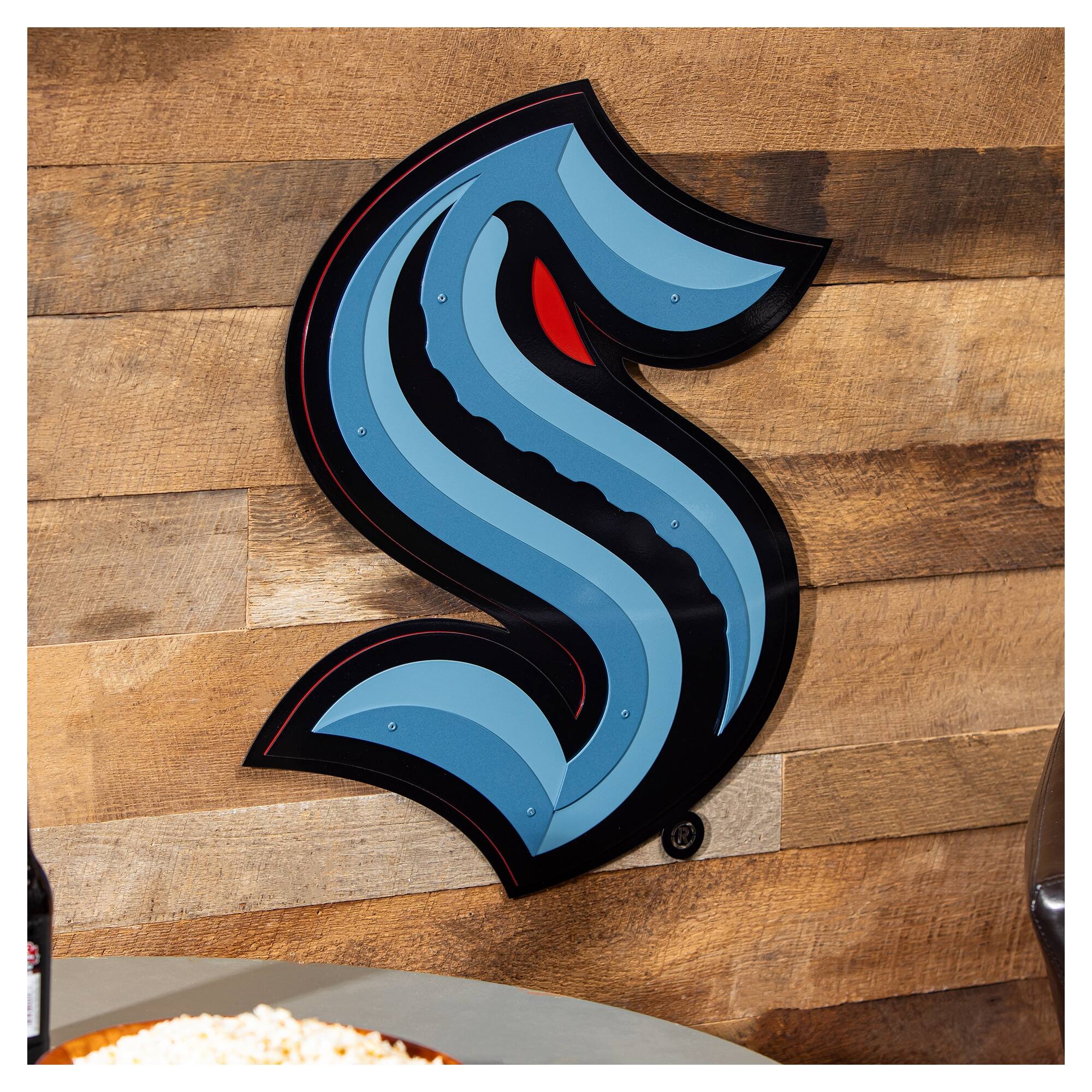 Alt View 1. Evergreen Enterprises - Seattle Kraken 23" Layered Metal Wall Art Sign - Multicolor.
