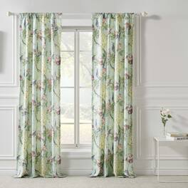 Pavona Enchanted Garden Curtain Panels with Tiebacks 84" by Greenland Home Fashions - Jade