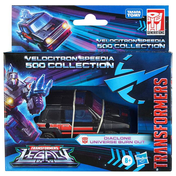 TAKARA TOMY GENERATIONS VELOCITRON SPEEDIA 500 COLLECTION  
VELOCITRON SPEEDIA 500 COLLECTION  
DIACLONE UNIVERSE BURN OUT  
TRANSFORMERS LEGACY  
8+  
Hasbro