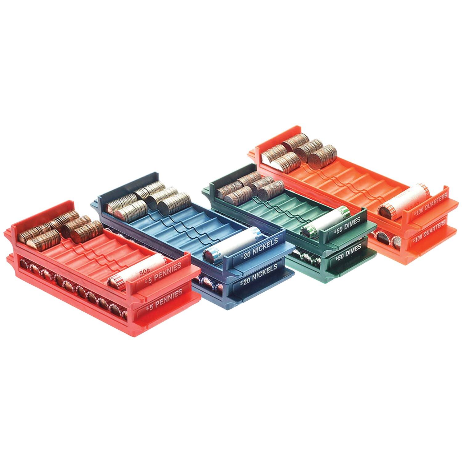 50c $5 PENNIES  
55 PENNIES  
20 NICKELS  
20 NICKELS  
$20 DIMES  
150 DIMES  
350 QUARTERS  
100 QUARTERS