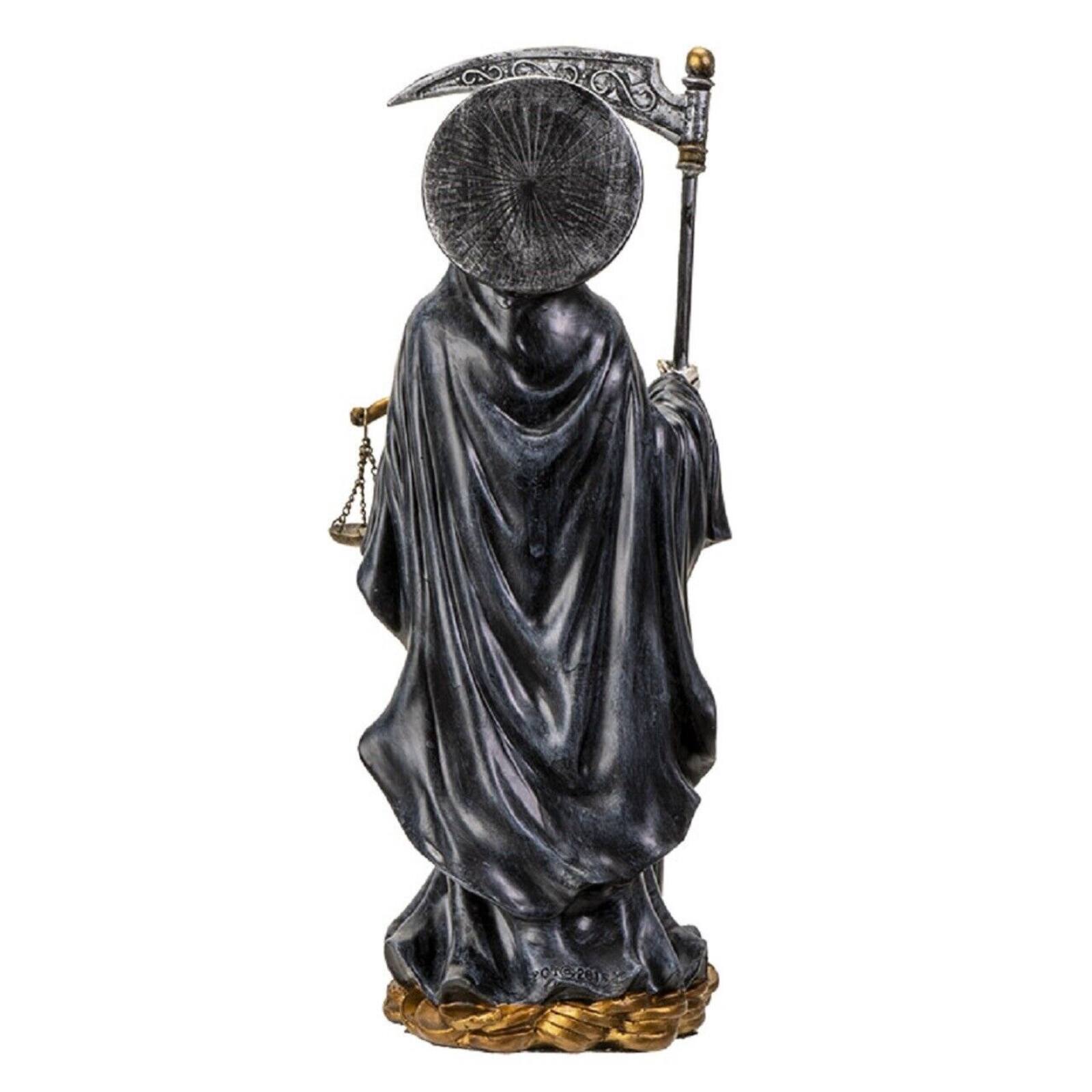 Angle. Pacific Trading - Santa Muerte Black Gown Figurine Death 10 Inch.