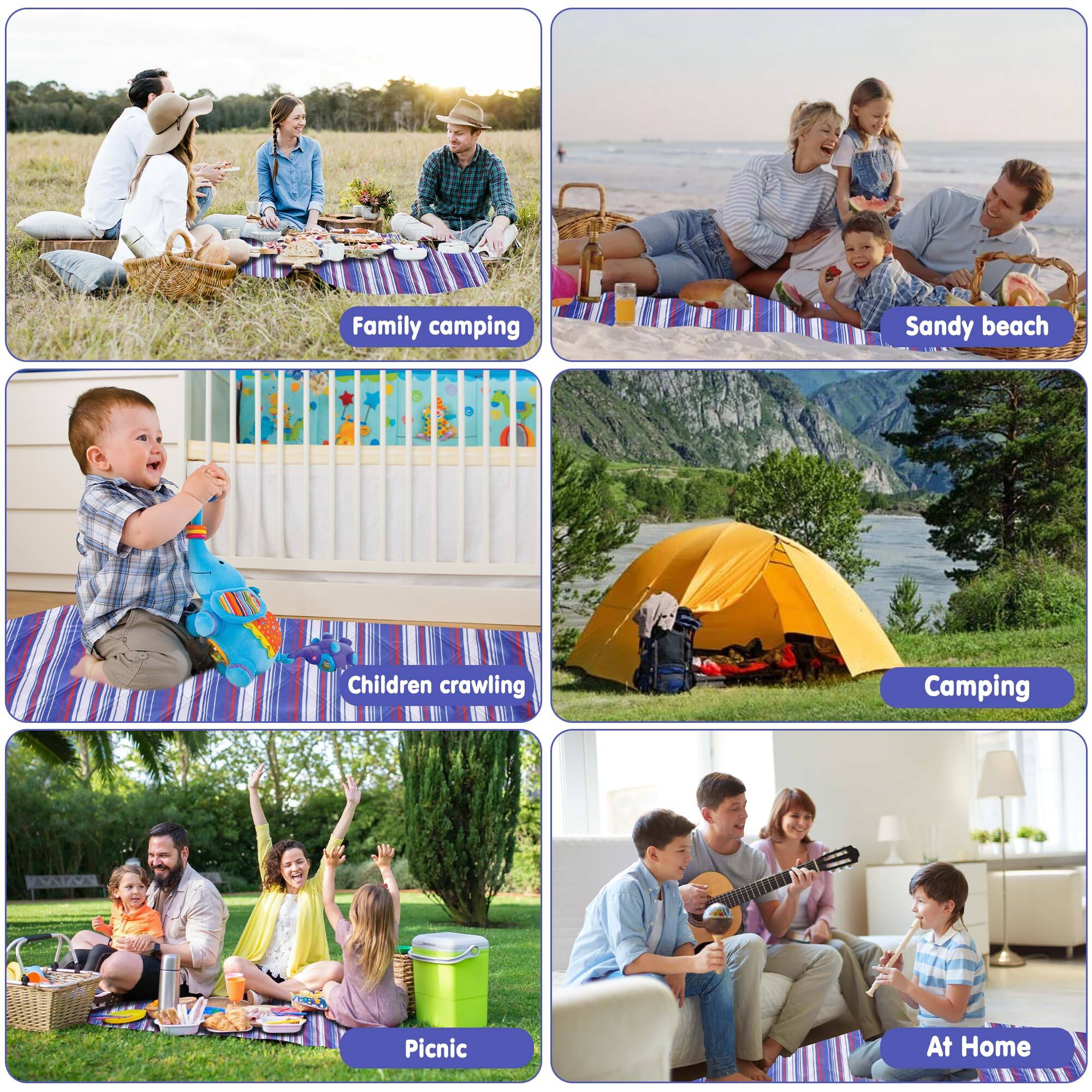 - Family camping
- Sandy beach
- Children crawling
- Camping
- Picnic
- At Home